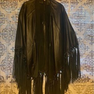 Reba leather fringed wrap.